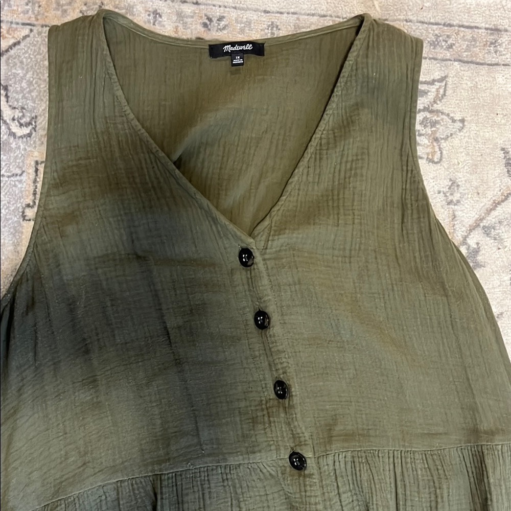 Madewell Lightspun Button-Front Tank Midi Dress
